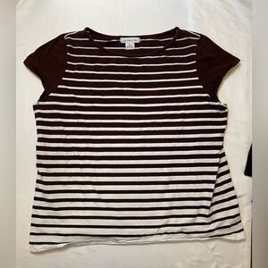 Liz Claiborne size XL brown and white striped ombre shirt